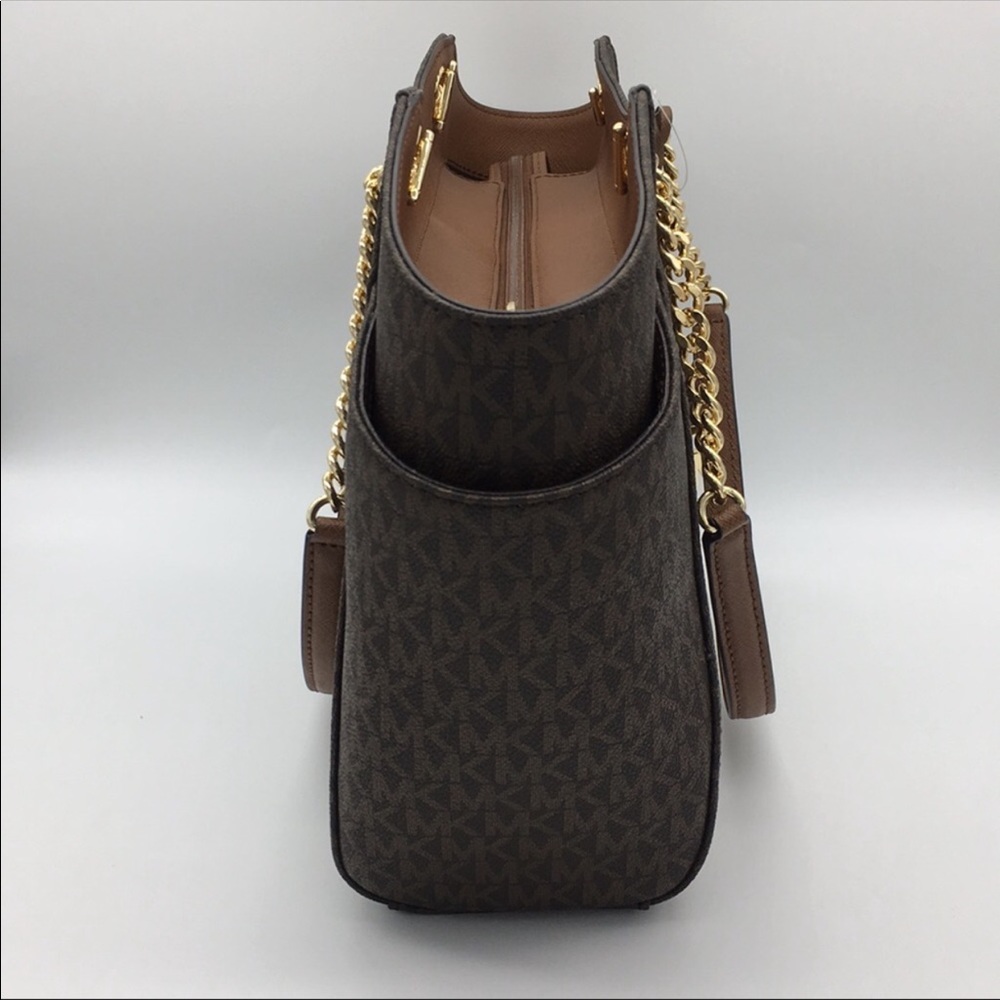 MICHAEL KORS LG CHAIN SHLDR TOTE BROWN NWT - Picture 8 of 16